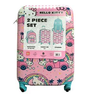 Ful Kid's 2-Piece Luggage Set, Backpack and Carry-On Combo - Hello Kitty